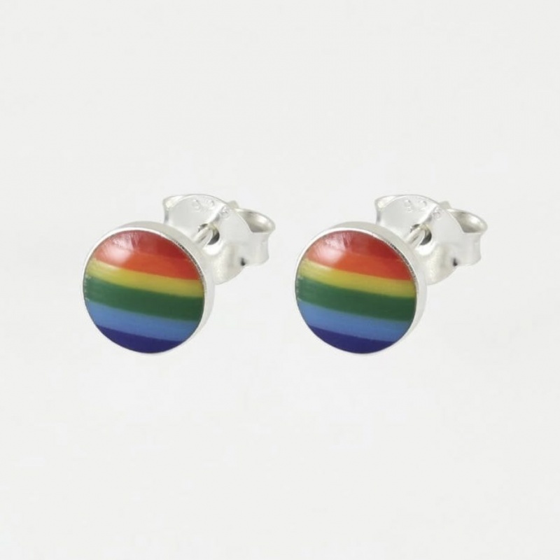 Sterling Silver Rainbow Studs